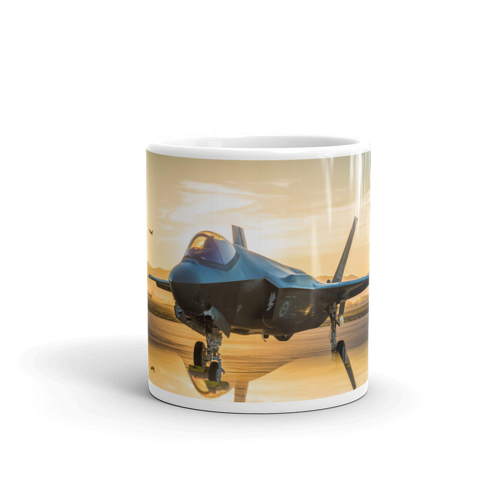 F-35A on the ramp  on our ceramic white glossy mug