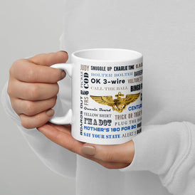 Naval Air "Say Again" Mug With F/A-18 Super Hornet and Language of Aircraft Carrier Flight Operations