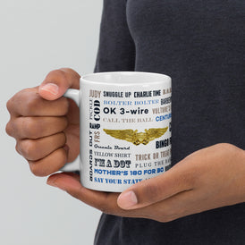 Naval Air "Say Again" Mug With F/A-18 Super Hornet. NFO Wings.