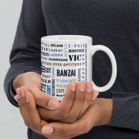 Say Again Mug With Fighter Pilot Words Generic version.