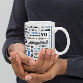 Say Again Mug With A-10 and Fighter Pilot Words.