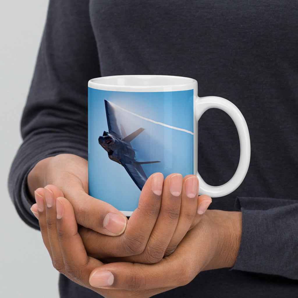 F-35 Into Camera On Our White glossy mug