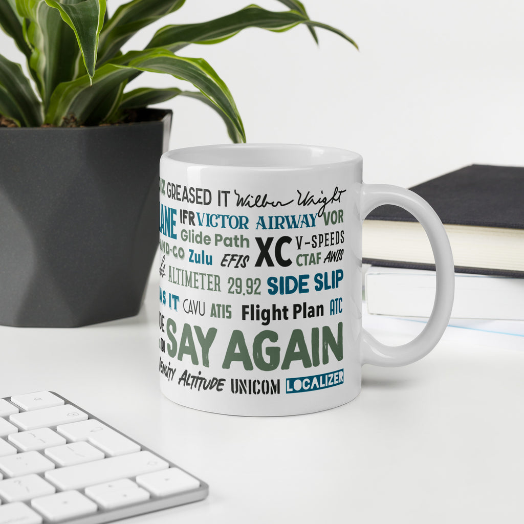 Say Again Mug With The Words Used By Private Pilots