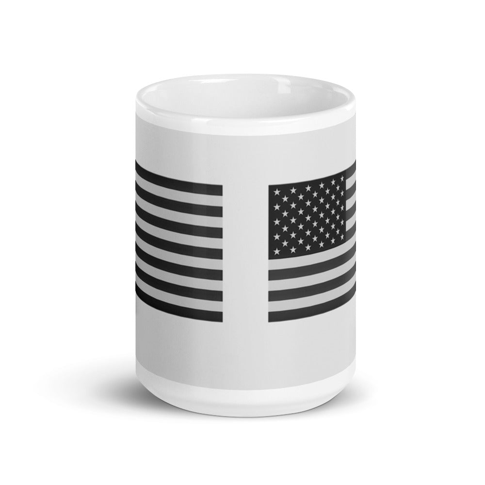 Camo flag. White glossy mug