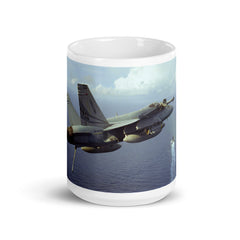 F-18 Hook down on our white ceramic mug.