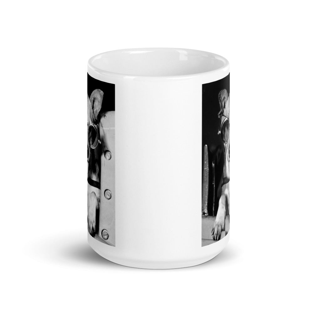 From "Buddies" Our Canine Pilot on our white ceramic mug.