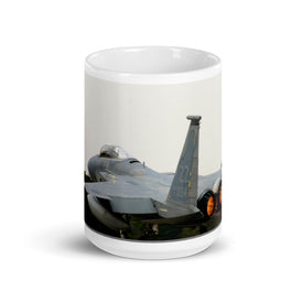 F-15 Eagle takes off on our white ceramic mug.
