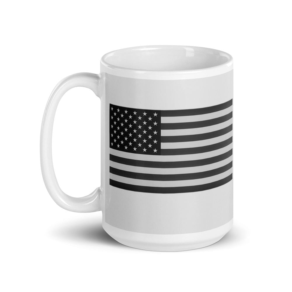 Camo flag. White glossy mug