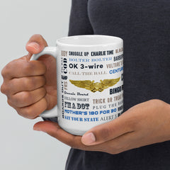 Naval Air "Say Again" Mug With F/A-18 Super Hornet. NFO Wings.