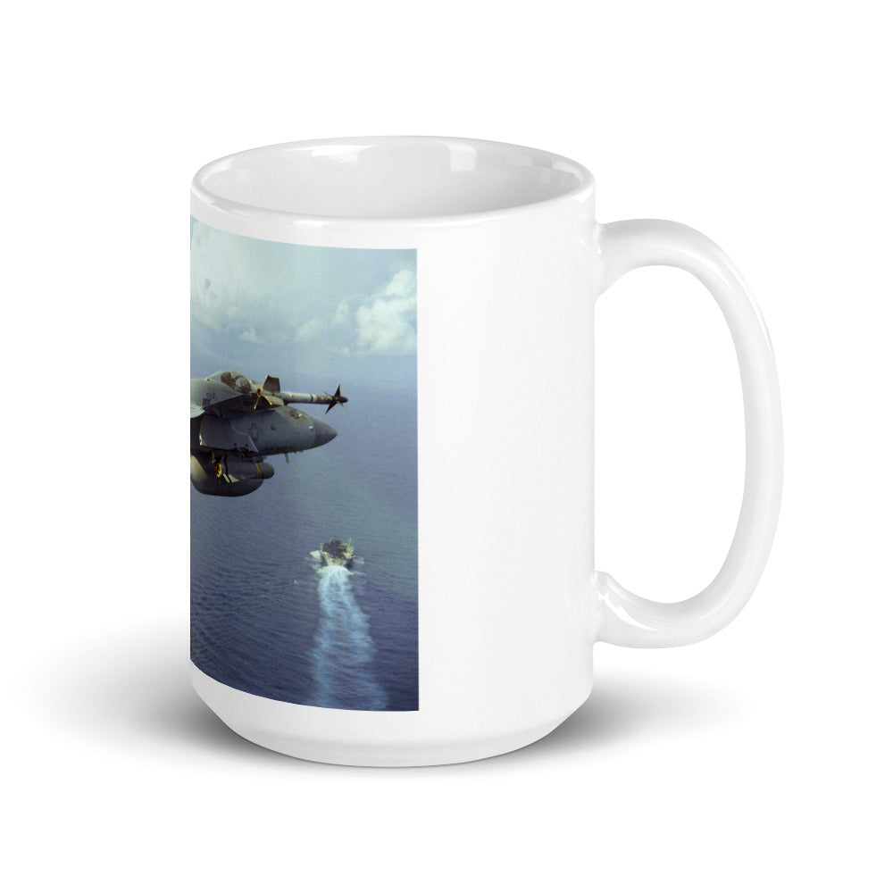 F-18 Hook down on our white ceramic mug.