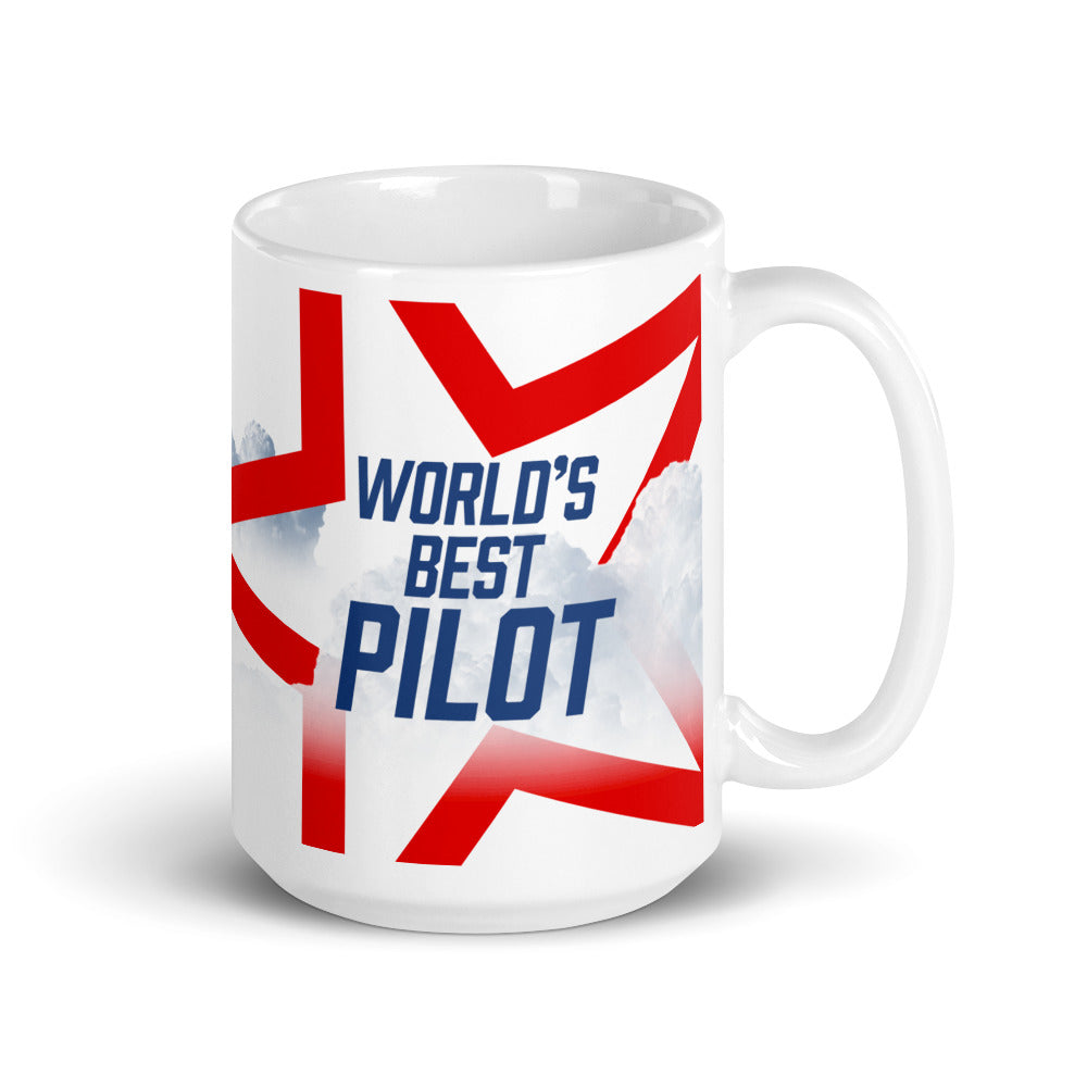 World's Best Pilot on our White glossy mug