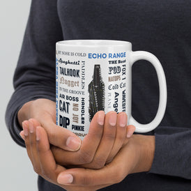 Naval Air Say Again Mug With Navy Aviator Wings  and Language of Aircraft Carrier Flight Operations. Generic version.
