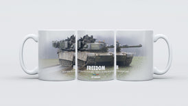 M1A1 Tanker Mug, Any Fence Freedom Mug, Army Community, Armored Gift, on our White glossy mug