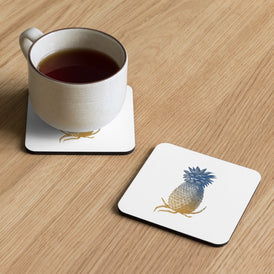 Cork-back coaster with pineapple (the "welcome" symbol)
