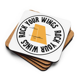 Cork-back coaster with Rock Your Wings