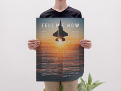 F-35A with the Tell Me How description of flight. This is a museum quality poster on ultra premium  luster photo paper.