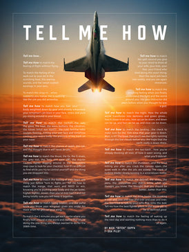 F-18C Hornet with the Tell Me How description of flight. This is a museum quality poster on ultra premium  luster photo paper.