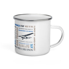 Say Again Mug With Oshkosh Airshow Arrival and Departure Language Enamel Mug