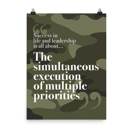 Inspirational Poster. "Success is all about the Simultaneous Execution of Multiple Priorities."