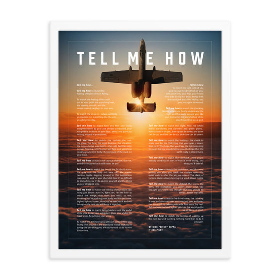 A-10 Warthog Framed and ready to hang with the Tell Me How description of military flight.