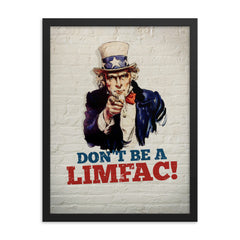 Don't Be A LIMFAC, Framed, poster ready for hanging