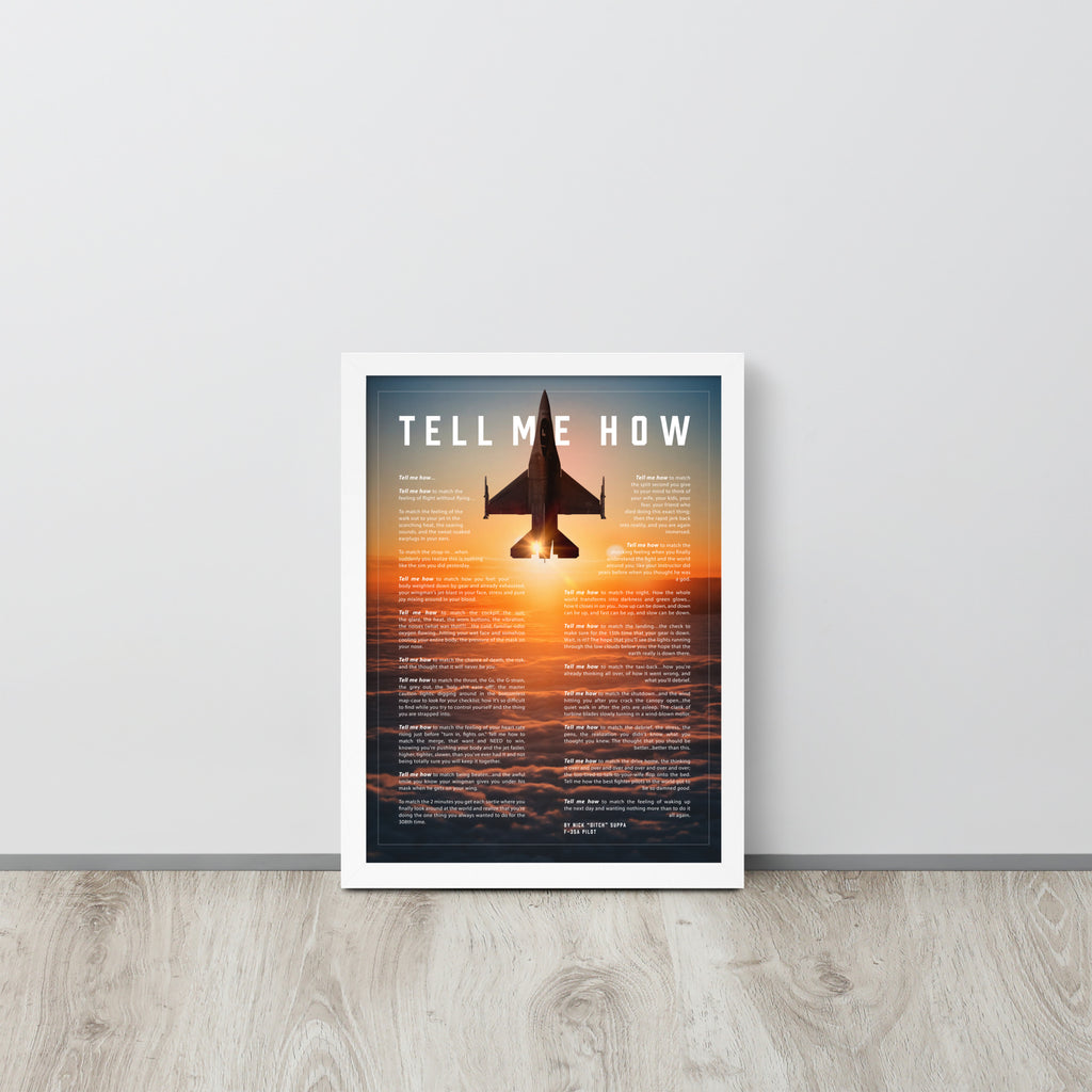 F-16 Viper Lean-To With Tell Me How Ode to Military Fight. Framed and ready to use.