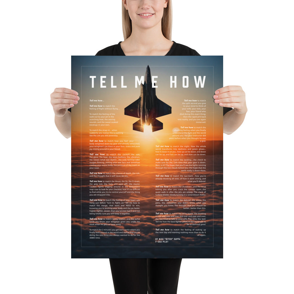 F-35A With Tell Me How ode to flight on our premium luster paper poster