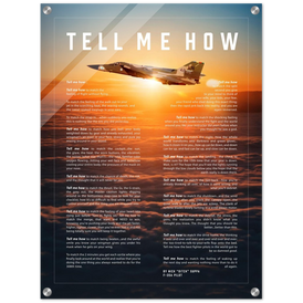 F-111F Acrylic print ready to hang with the Tell Me How description of military flight.