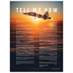 T-38 Metallic print ready to hang with the Tell Me How description of military flight.