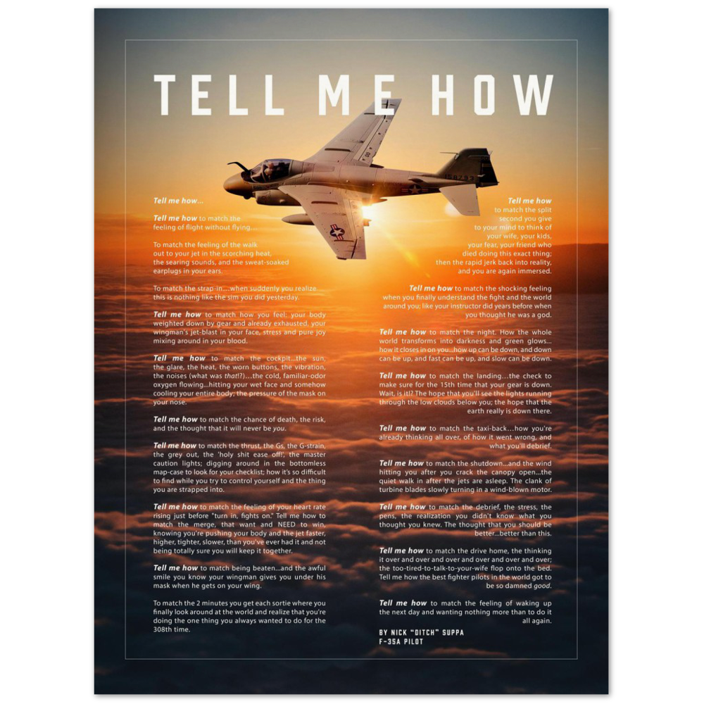 A-6 Intruder with the Tell Me How description of flight. This is a museum quality poster on archival matte paper.