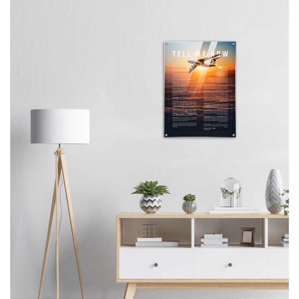 C-17  Acrylic print ready to hang with the Tell Me How description of military flight.