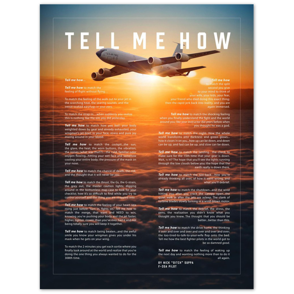 KC-135 Metallic print ready to hang with the Tell Me How description of military flight.