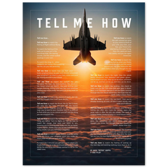 F/A-18E/F Super Hornet Metallic print ready to hang with the Tell Me How description of military flight.
