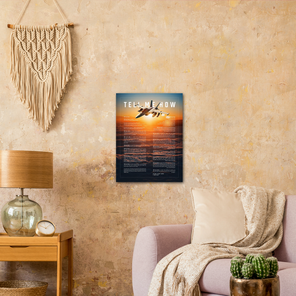 EA-18G Metallic print ready to hang with the Tell Me How description of military flight.