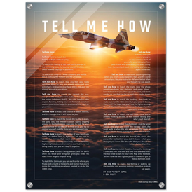 T-38 Talon Acrylic print ready to hang with the Tell Me How description of military flight.