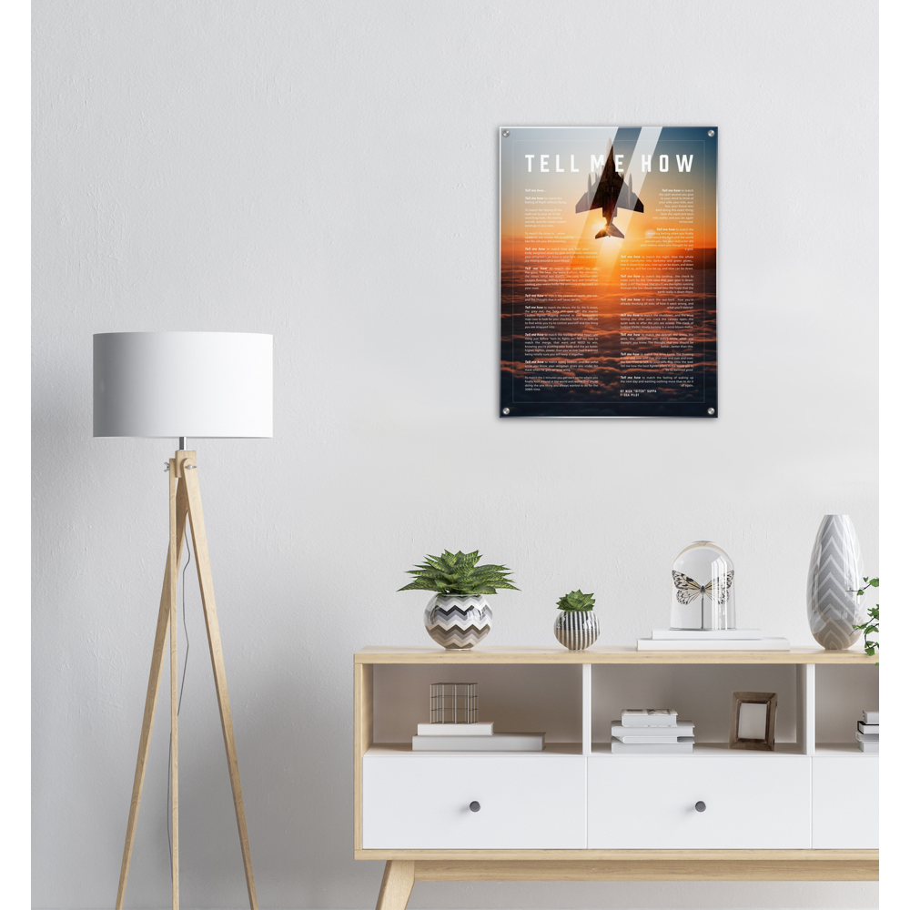 F-4 Phantom Acrylic print ready to hang with the Tell Me How description of military flight.