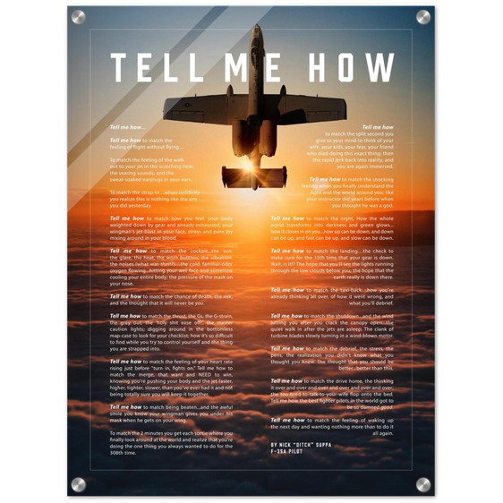 A-10 Warthog Acrylic print ready to hang with the Tell Me How description of military flight.