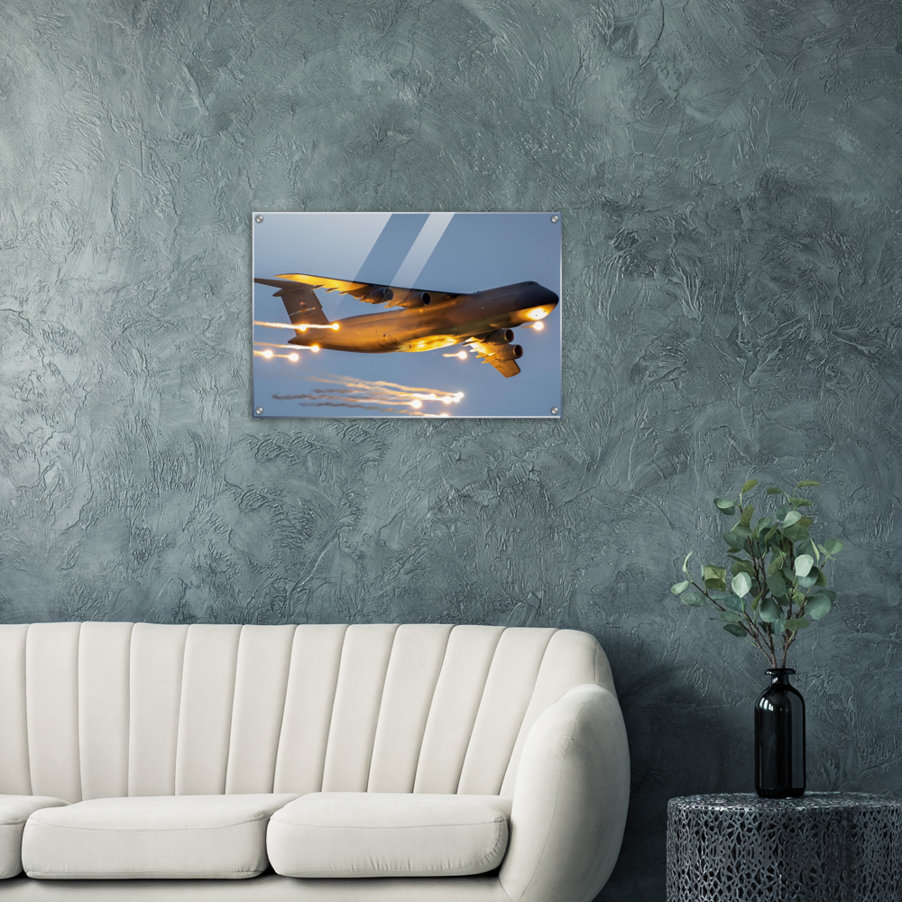 Gallery Editions C-5 Galaxy "Fred" Pumps Flares on Our Acrylic Print