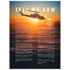 Cobra Metallic print ready to hang with the Tell Me How description of military flight. Helicopter series.