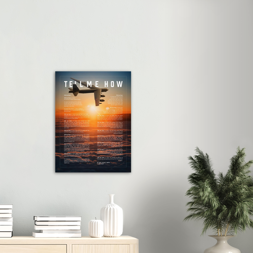 B-52 Metallic print ready to hang with the Tell Me How description of military flight. Bomber series.