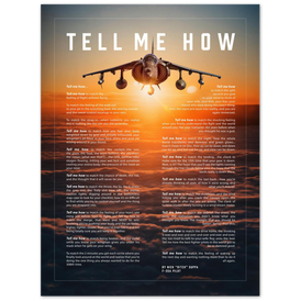 AV-8B Metallic print ready to hang with the Tell Me How description of military flight.