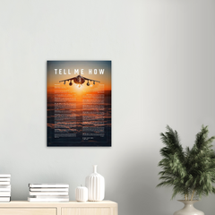 AV-8B Metallic print ready to hang with the Tell Me How description of military flight.