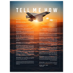 F-35C Metallic print ready to hang with the Tell Me How description of military flight.