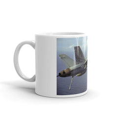 F-18 Hook down on our white ceramic mug.