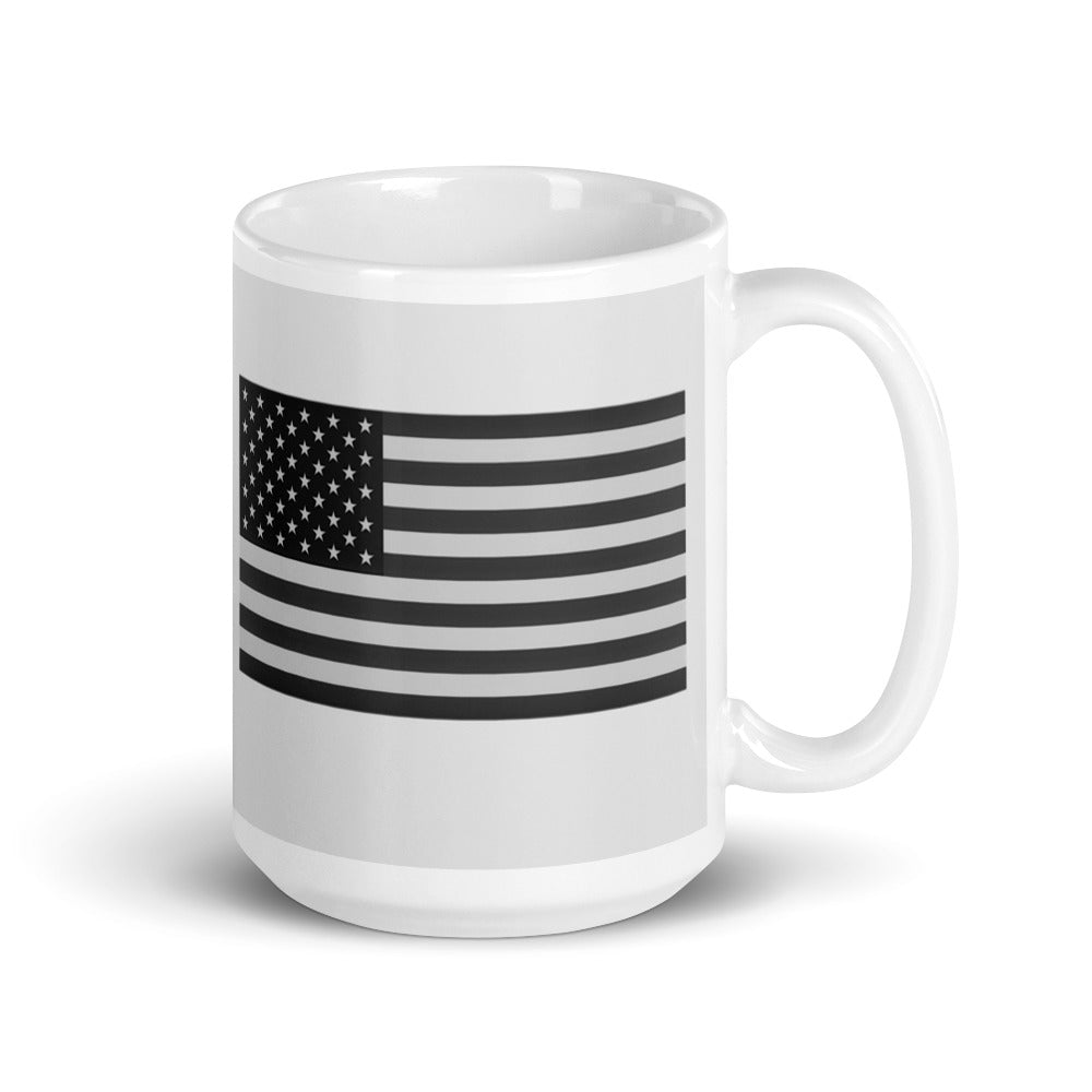Camo flag. White glossy mug