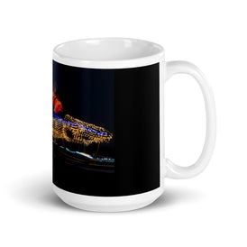 White glossy mug with Santa in F-18 Sleigh