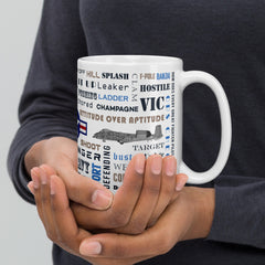 Say Again Mug With A-10 and Fighter Pilot Words.