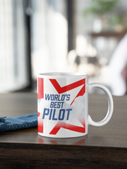 World's Best Pilot on our White glossy mug